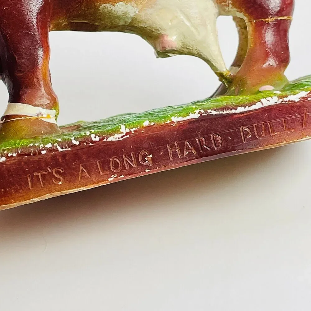 VTG Chalkware Cow Standing on Udder It's A Long Hard Pull Humor Anguished Annie